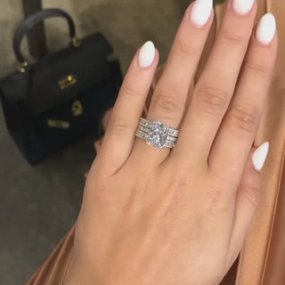 7.0CT Radiant Moissanite Diamond Hidden Halo Pave Bridal Engagement Ring Set