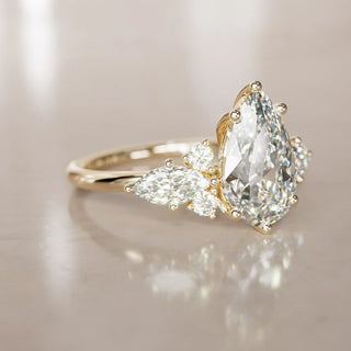 3.00CT Pear Cut Diamond Cluster Antique Engagement Ring