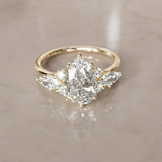 3.00CT Pear Cut Diamond Cluster Antique Engagement Ring