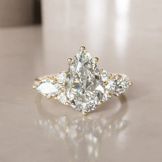3.00CT Pear Cut Diamond Cluster Antique Engagement Ring