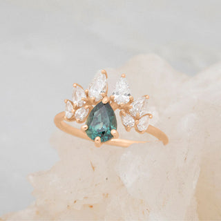 4.00CT Green Pera Cut Diamond Cluster Engagement Ring