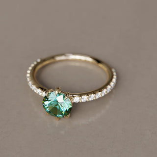 3.00ct Green Round Cut Diamond Pave Engagement Ring