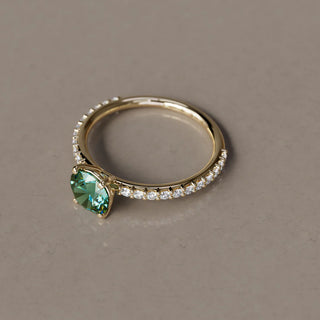 3.00ct Green Round Cut Diamond Pave Engagement Ring