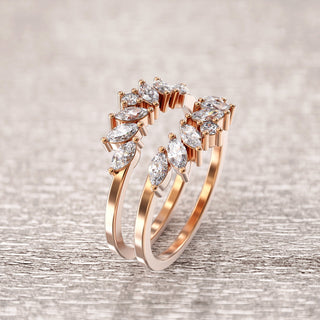 2.0TCW Oval Pave Moissanite Diamond Bridal Engagement Ring Set With Dubble Band