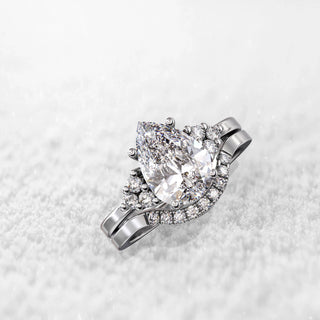 2.0TCW Pear Cut Cluster Moissanite Diamond Antique Bridal Engagement Ring Set