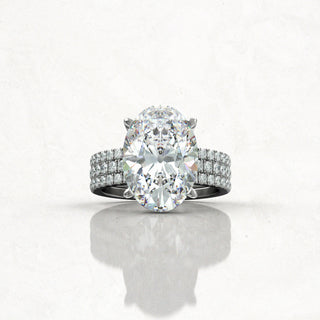 7.0TCW Oval Pave Moissanite Diamond Antique Bridal Engagement Ring Set With Dubble Band