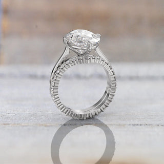 7.0TCW Oval Solitaire Moissanite Diamond Unique Bridal Engagement Ring Set