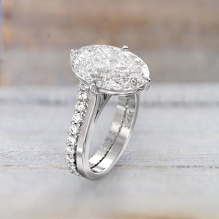 7.0TCW Oval Solitaire Moissanite Diamond Unique Bridal Engagement Ring Set