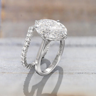 7.0TCW Oval Solitaire Moissanite Diamond Unique Bridal Engagement Ring Set