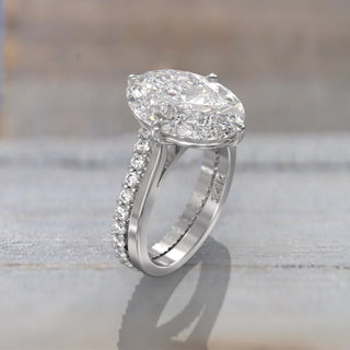 7.0TCW Oval Solitaire Moissanite Diamond Unique Bridal Engagement Ring Set