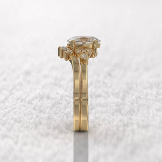 1.0TCW Oval Cluster Moissanite Diamond Antique Bridal Engagement Ring Set