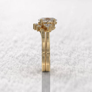 1.0TCW Oval Cluster Moissanite Diamond Antique Bridal Engagement Ring Set