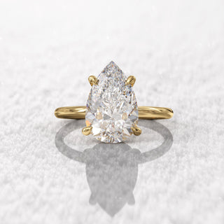 3.0TCW Pear Hidden Halo Solitaire Moissanite Diamond Unique Bridal Engagement Ring Set