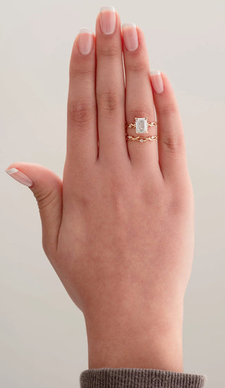 2.0TCW Emerald Cut Twig Moissanite Diamond Classic Bridal Engagement Ring Set