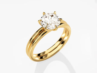 1.5TCW Round Solitaire 6 Prong Moissanite Diamond Unique Bridal Engagement Ring Set