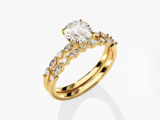 1.5TCW Round Pave Moissanite Diamond Unique Bridal Engagement Ring Set
