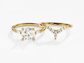 1.5TCW Round Cut Cluster Moissanite Diamond Vintage Bridal Engagement Ring Set