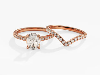 1.5TCW Oval Cut Pave Moissanite Diamond Vintage Bridal Engagement Ring Set