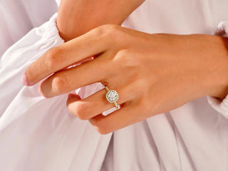 1.0TCW Cushion Cut Halo Pave Moissanite Diamond Unique Bridal Engagement Ring Set
