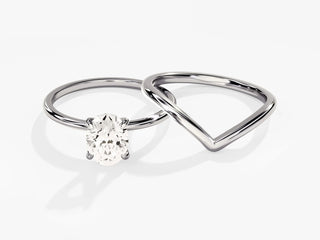 1.5TCW Oval Cut Solitaire Moissanite Diamond Unique Bridal Engagement Ring Set