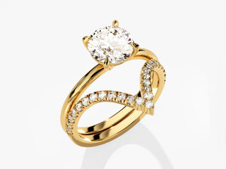 1.5TCW Round Solitaire Moissanite Diamond Unique Bridal Engagement Ring Set