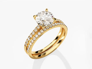 1.5TCW Round Pave Moissanite Diamond Vintage Bridal Engagement Ring Set