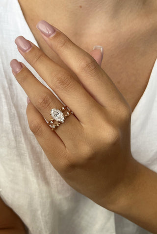 2.0TCW Oval Twig Moissanite Diamond Unique Bridal Engagement Ring Set