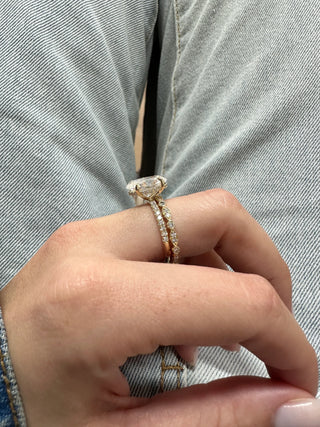 3.0TCW Oval Hidden Halo Pave Moissanite Diamond Antique Bridal Engagement Ring Set