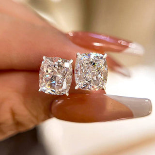 2.0CT Cushion Moissanite Diamond Stud Earrings