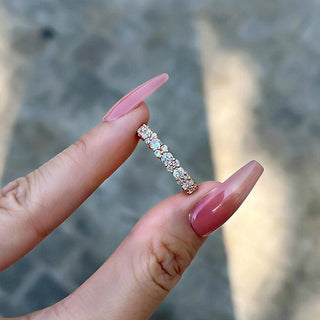 Round Moissanite Diamond Full Eternity Wedding Band