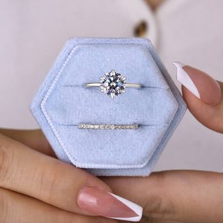 2.0CT Round Moissanite Diamond  Pave Bridal Engagement Ring