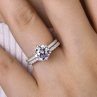 2.0CT Round Moissanite Diamond  Pave Bridal Engagement Ring