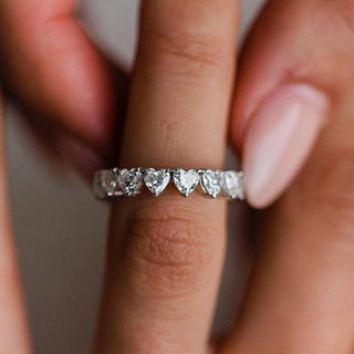 Heart Shape Moissanite Diamond Full Eternity Wedding Band