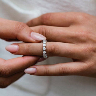 Heart Shape Moissanite Diamond Full Eternity Wedding Band