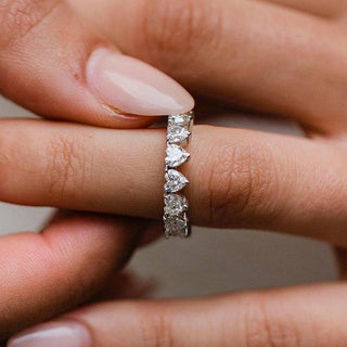 Heart Shape Moissanite Diamond Full Eternity Wedding Band