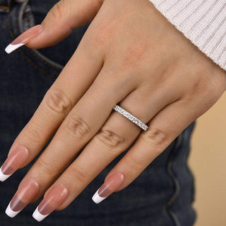 Princess Moissanite Diamond Half Eternity Wedding Band