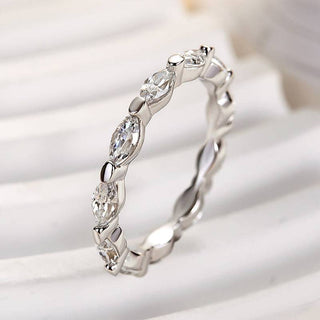 Marquise & Round Moissanite Diamond Full Eternity Wedding Band