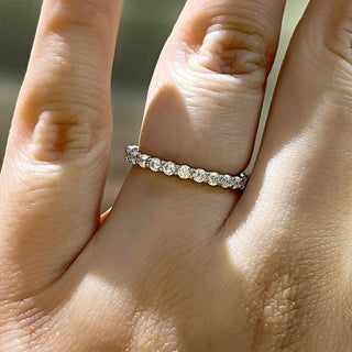 Round Moissanite Diamond Half Eternity Wedding Band