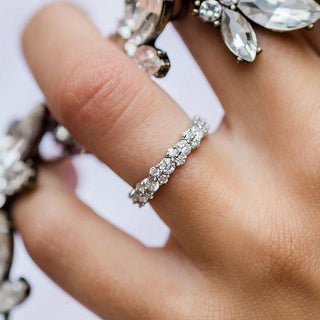 Round Moissanite Diamond Full Eternity Wedding Band