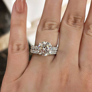 3.0CT Round Moissanite Diamond Hidden Halo Pave Bridal Engagement Ring