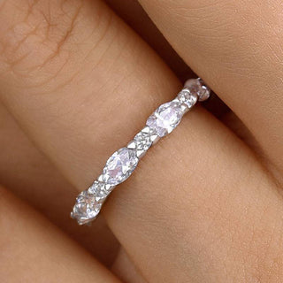 Round & Oval Moissanite Diamond Full Eternity Wedding Band