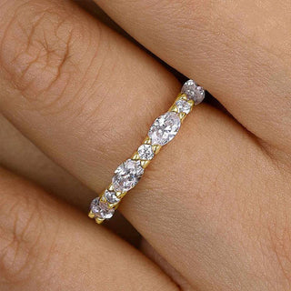 Round & Oval Moissanite Diamond Full Eternity Wedding Band