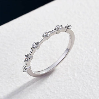 Round Moissanite Diamond Distance Pave  Wedding Band