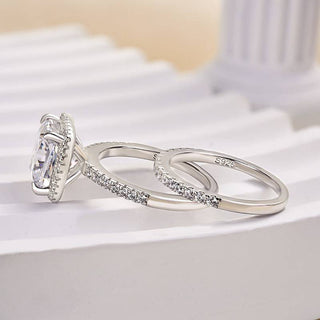 4.0CT Cushion Moissanite Diamond Halo Pave Bridal Engagement Ring