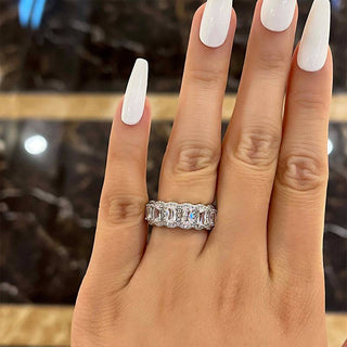 Cushion Moissanite Diamond Halo Full Eternity Wedding Band