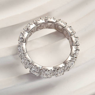 Cushion Moissanite Diamond Halo Full Eternity Wedding Band