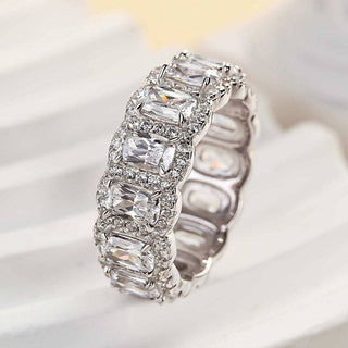 Cushion Moissanite Diamond Halo Full Eternity Wedding Band