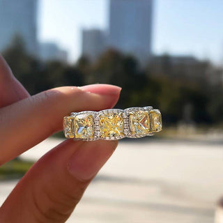 Cushion Moissanite Diamond Halo  Full Eternity wedding Band
