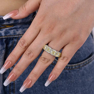 Cushion Moissanite Diamond Halo  Full Eternity wedding Band