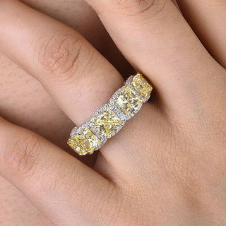 Cushion Moissanite Diamond Halo  Full Eternity wedding Band